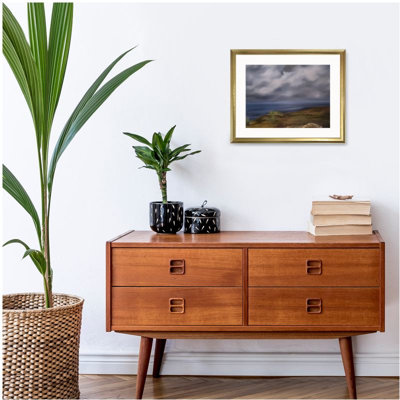 “Where the Tide Breathes” is a serene, atmospheric seascape capturing the soft rise and fall of the ocean. A calming artwork for peaceful, nature-inspired homes.