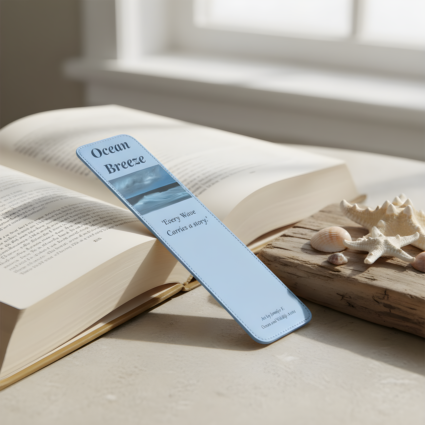 Ocean Breeze Leather Bookmark